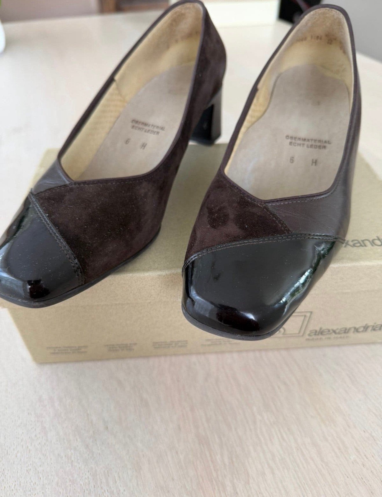 Alexandria Dames Schoenen Maat 6 - Lak, Suède en Leer, Ophalen of Verzenden, Zo goed als nieuw, Bruin
