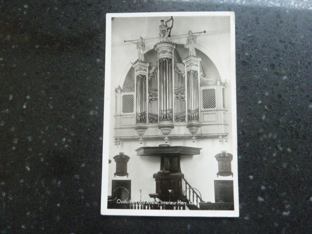 Ouderkerk aan de Amstel 1955 Interieur Herv. Kerk, Ophalen of Verzenden, 1940 tot 1960, Gelopen, Noord-Holland
