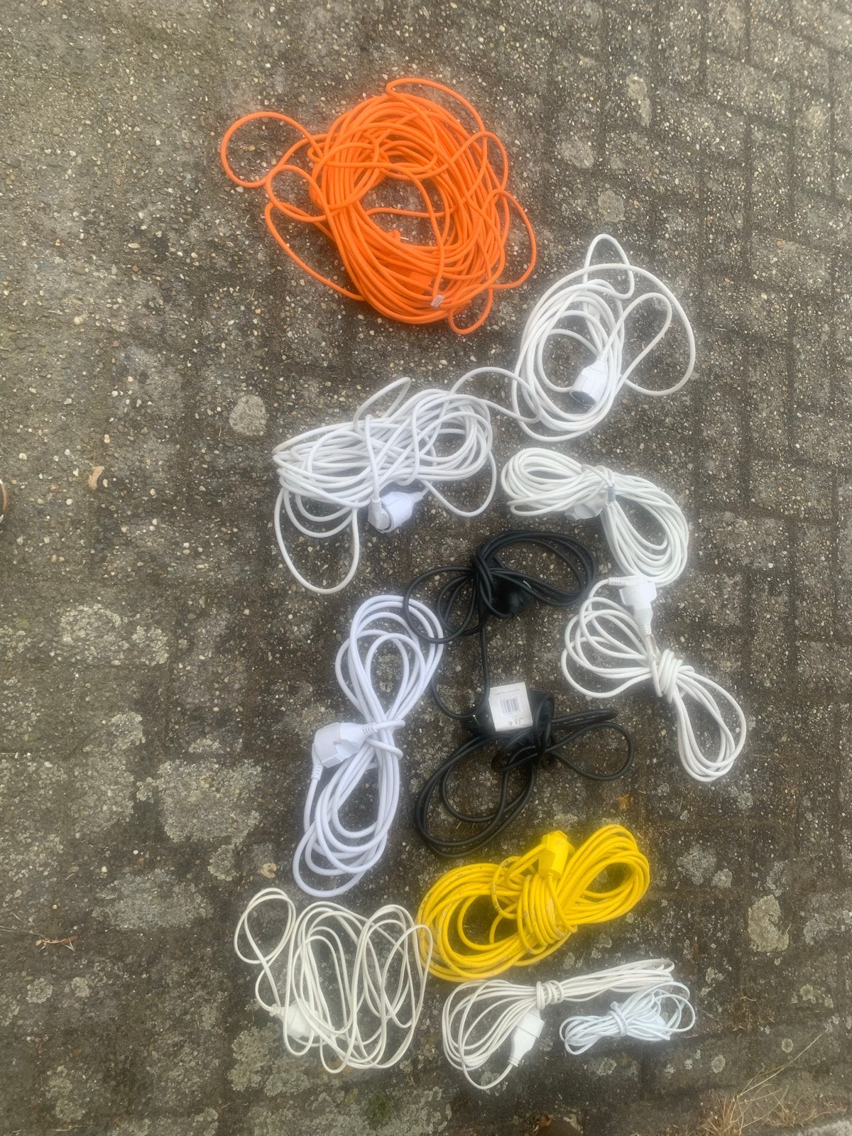 Verlengsnoeren - 10 stuks, diverse lengtes (5-20 meter), Ophalen, Gebruikt, Kabel of Snoer