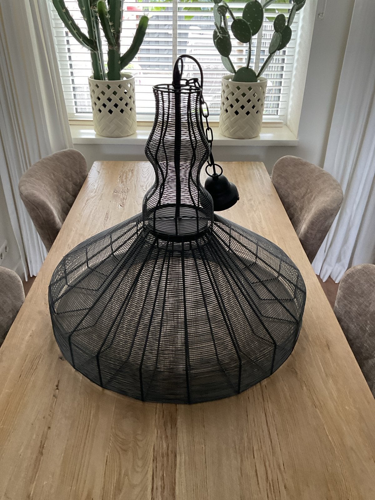 Stoere staaldraad hanglamp van LOODS 5, Ophalen, Zo goed als nieuw, Metaal, E27 (groot)