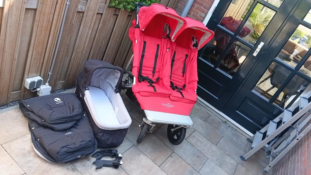 Easywalker Duo Kinderwagen met reiswieg en accessoires, Gebruikt, Combiwagen, Verstelbare duwstang, Ophalen