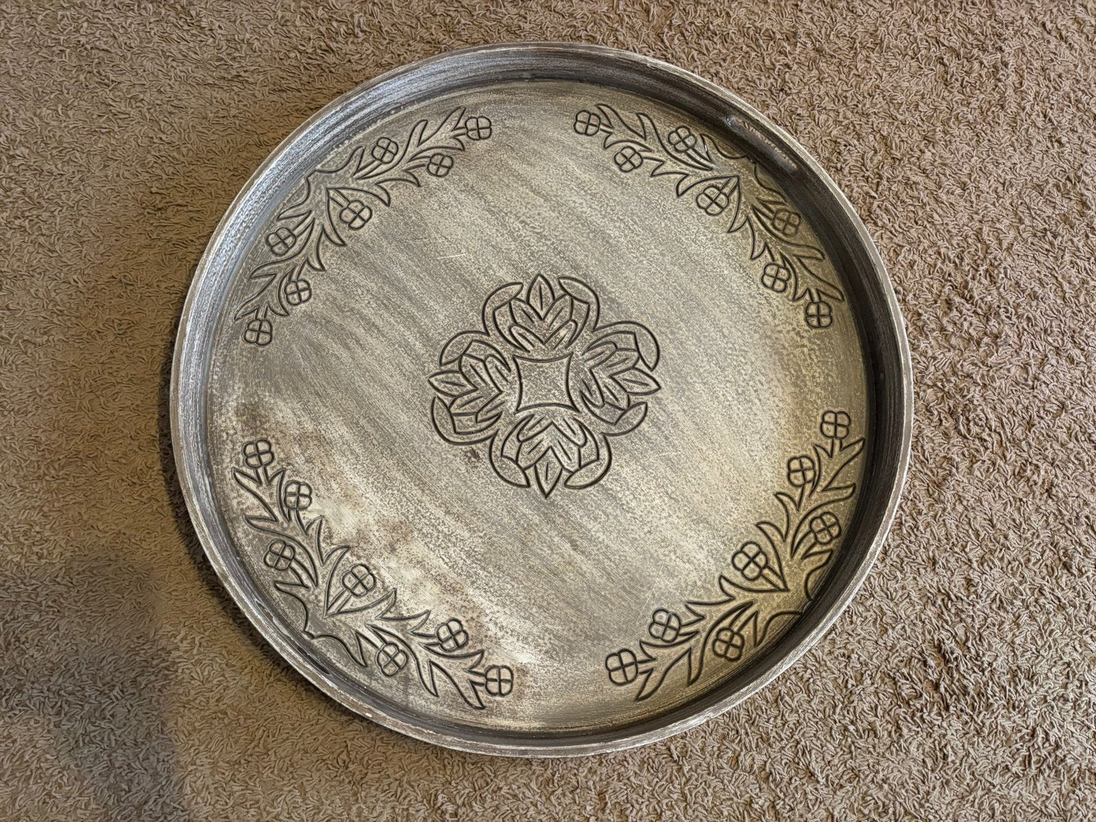 Dienblad, Huis en Inrichting, Woonaccessoires | Dienbladen, Ophalen, Zo goed als nieuw, Rond, Hout