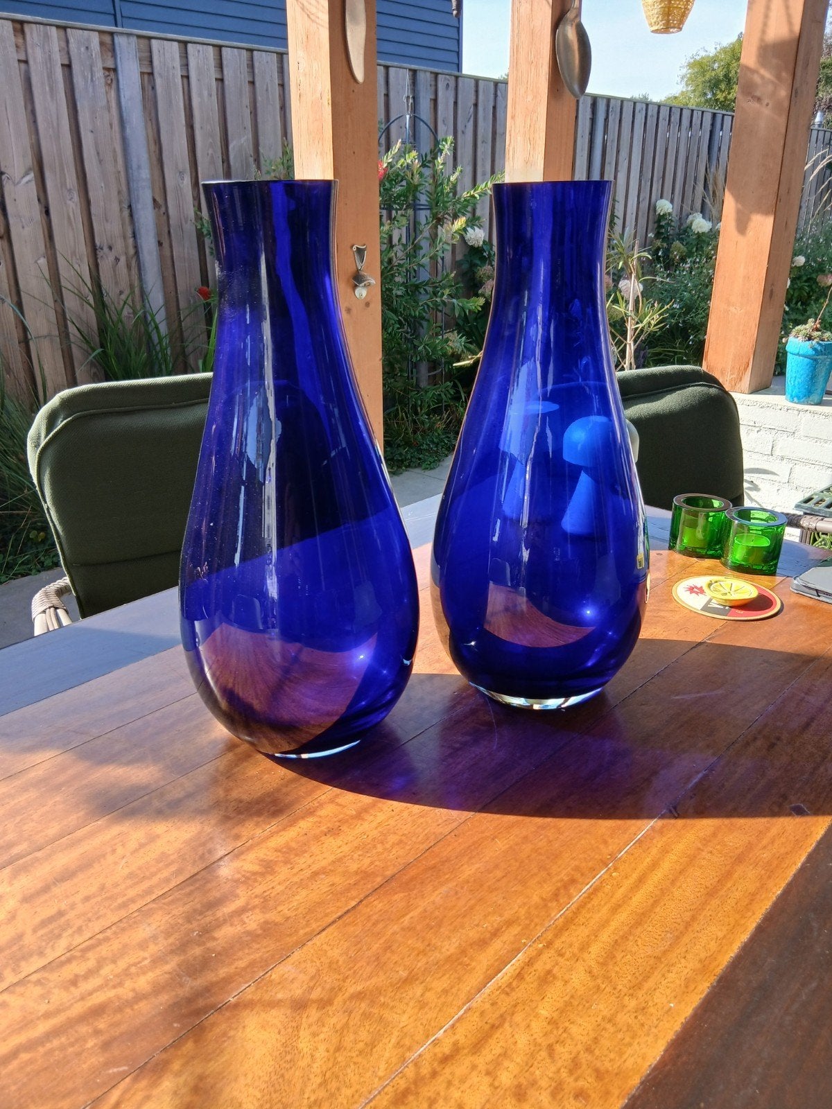 Grote kobaltblauwe vazen 2 stuks, Ophalen, Handgemaakt, Blauw, 60 cm