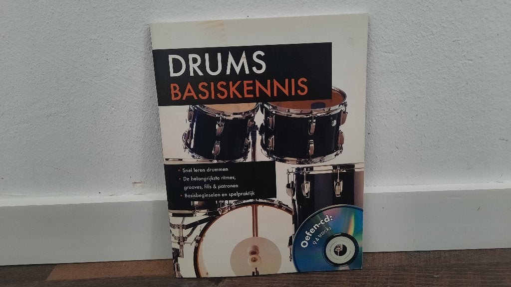 Drums Basiskennis Bladmuziek Boek met CD, Ophalen of Verzenden, Gebruikt, Les of Cursus, Overige genres