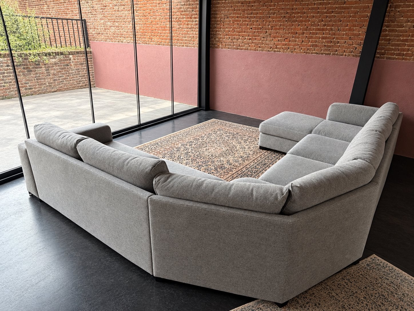 Bankstel modulair u vorm met chaise longue, Ophalen, Zo goed als nieuw, Vierpersoons of meer