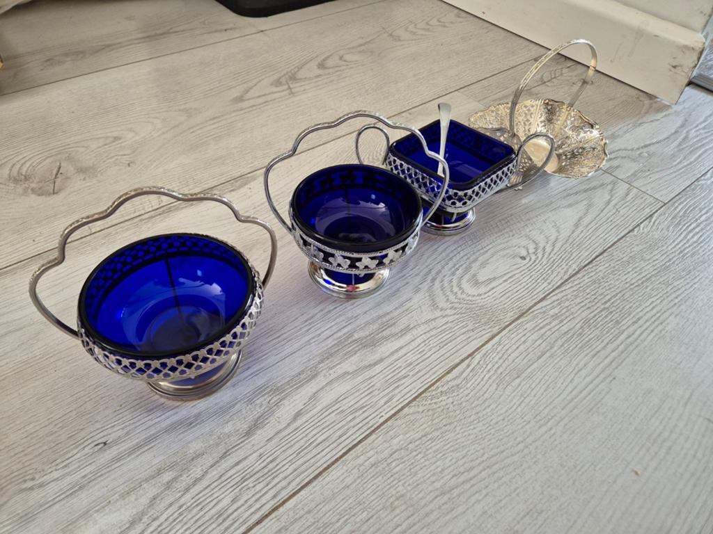 Vintage Kobaltblauw Glas Serviesgoed, Ophalen of Verzenden
