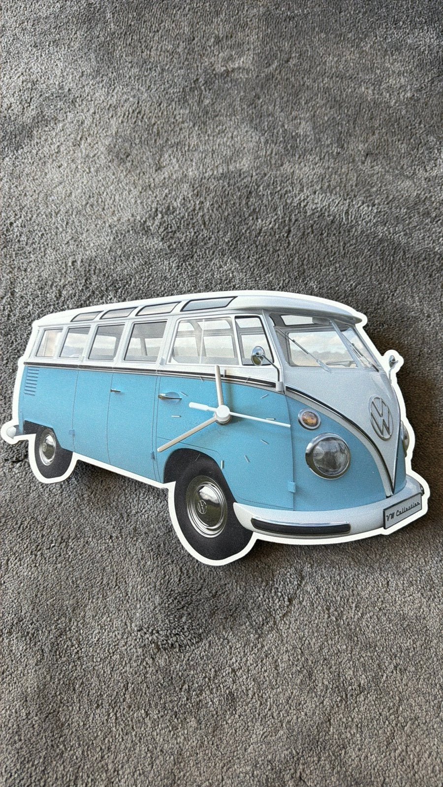 Wandklok Volkswagen busje T1 Bulli blauw met wit, Ophalen of Verzenden, Zo goed als nieuw, Draadloos, Blauw