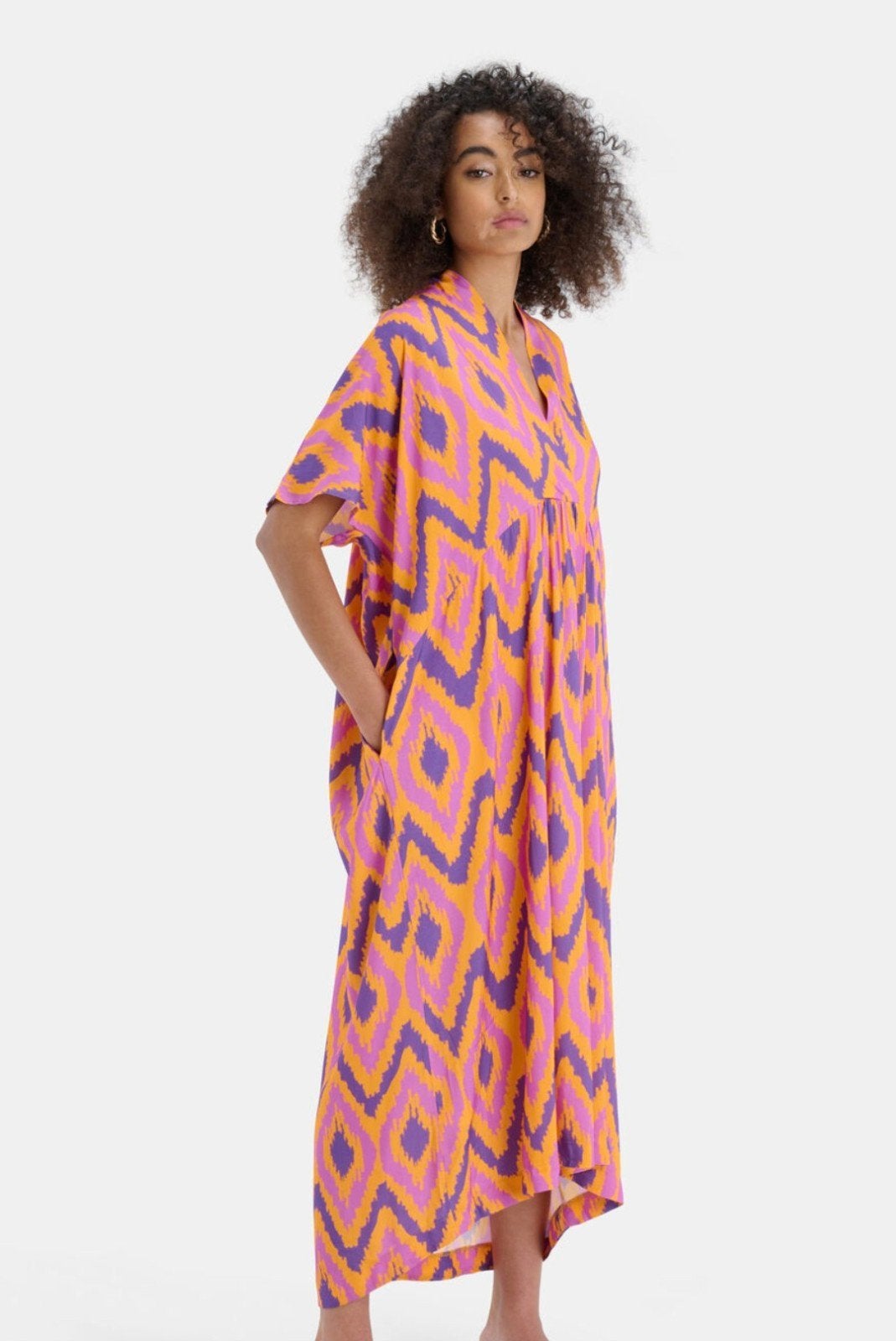 Prachtige kaftan jurk xl lange boho ibiza dress oranje paars, Maat 46/48 (XL) of groter, Nieuw, Oranje, Ophalen of Verzenden