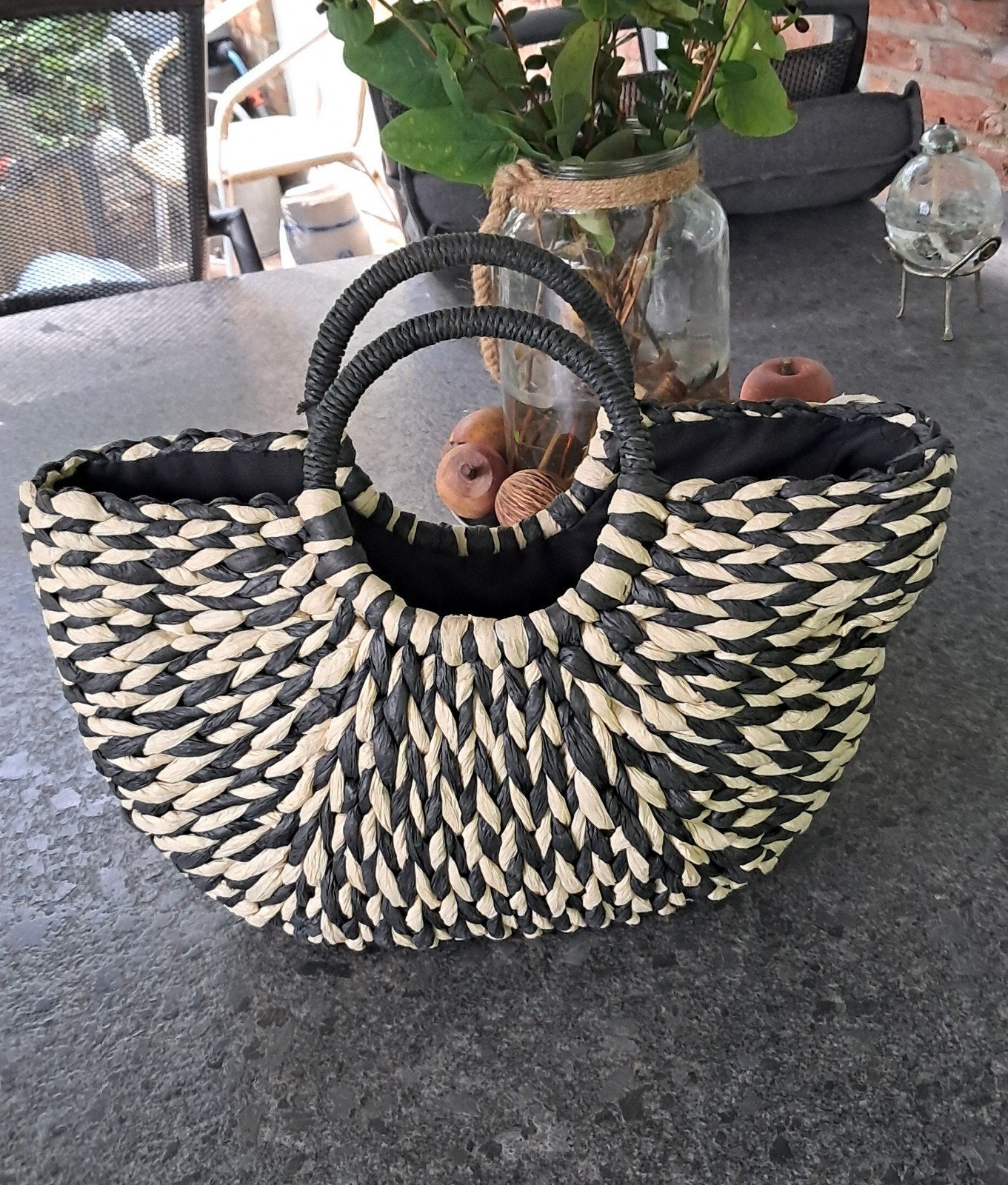 S.Oliver Zwart/Beige Gevlochten Shopper, Ophalen of Verzenden, Gebruikt, Zwart, Shopper