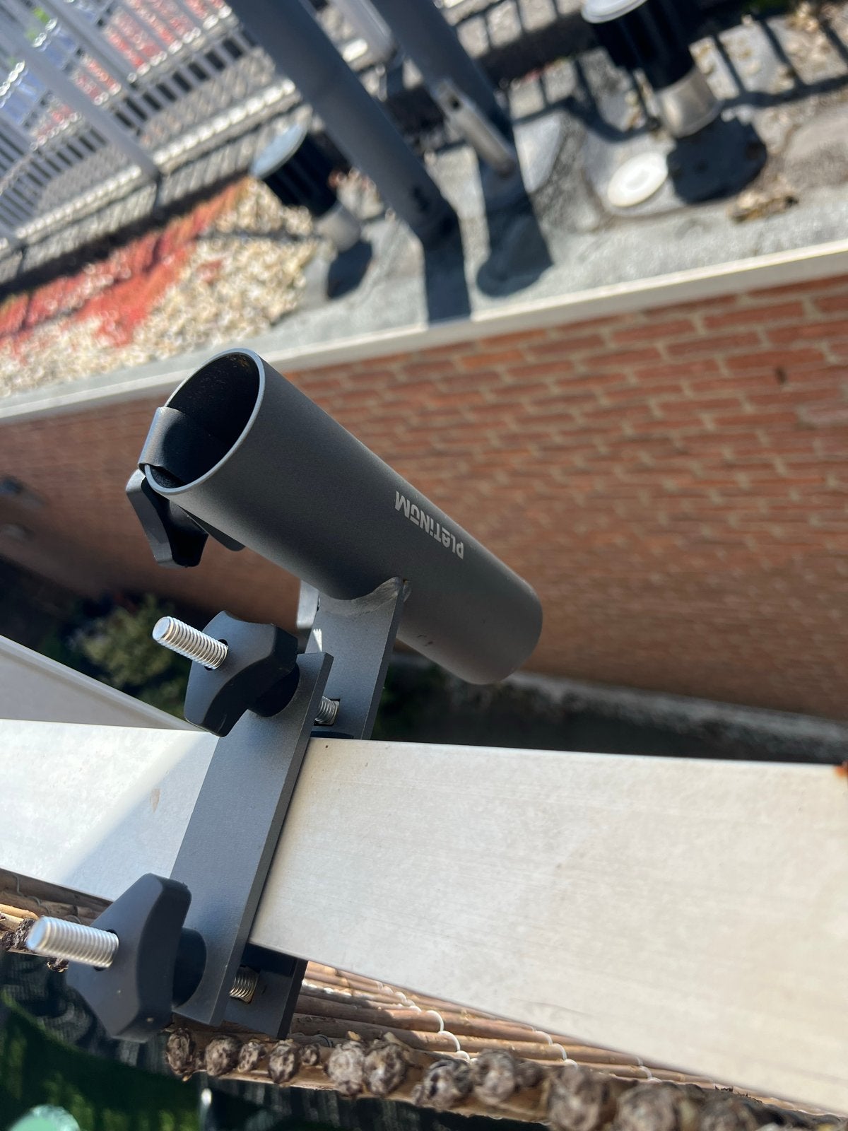 Platinum Parasolhouder voor Balkon - Zwart, Tuin en Terras, Parasols, Ophalen of Verzenden, Gebruikt, Minder dan 1 meter, Overige typen