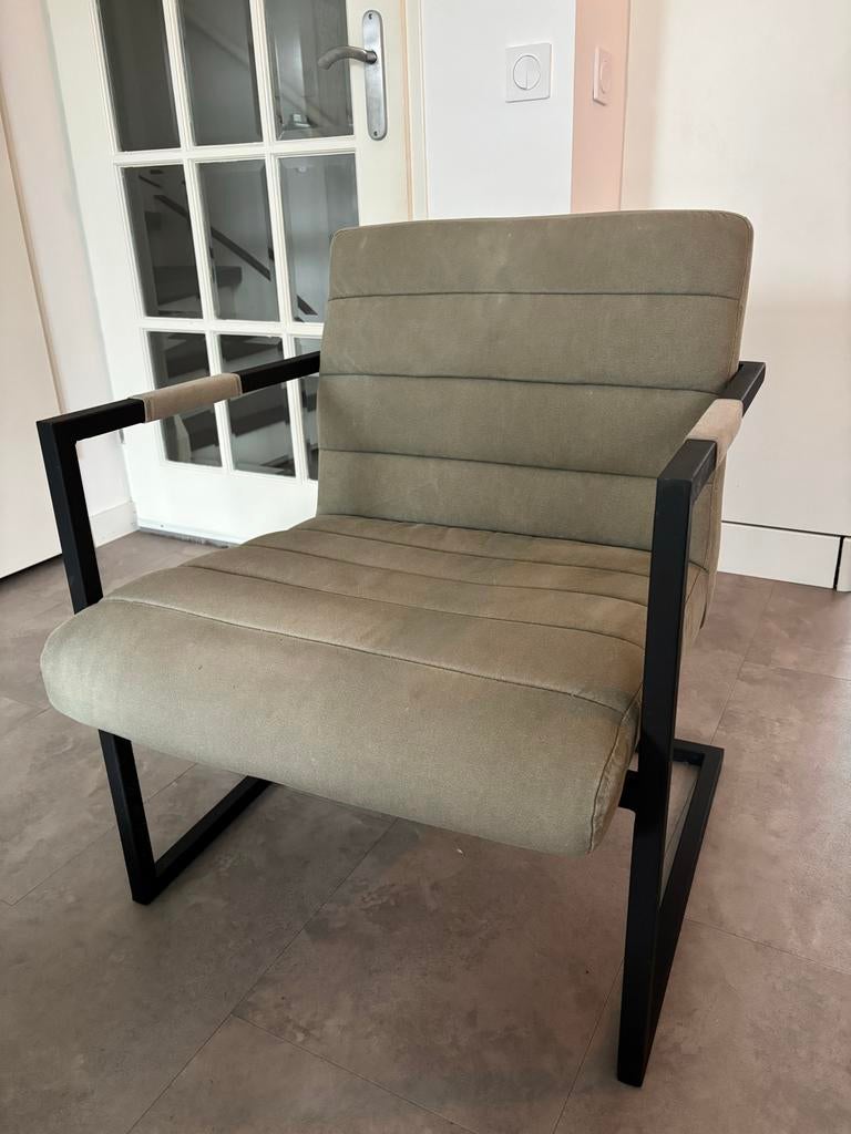 Fauteuil stoel van Loods 5 - Army Green, Ophalen, Gebruikt, 75 tot 100 cm, Metaal