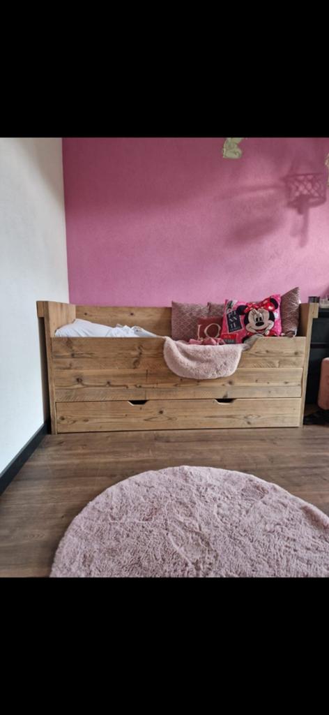 Houten kinder bed, Ophalen of Verzenden, Gebruikt, 180 cm of meer, 85 tot 100 cm
