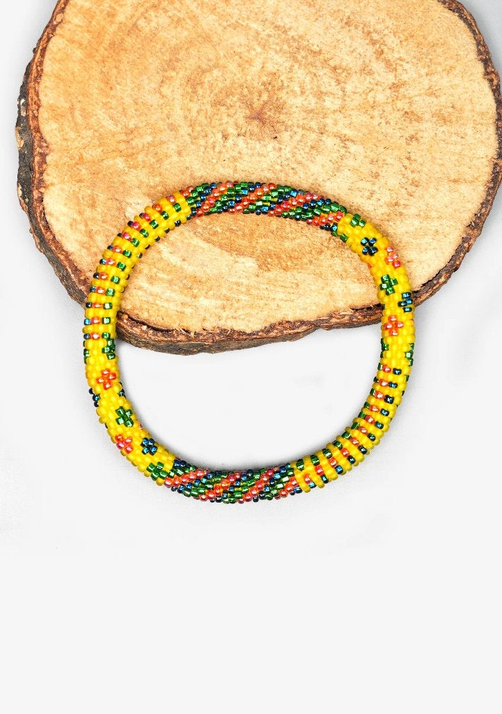 Glaskralen armband - yellow tropical breeze - RB358, Overige materialen, Overige kleuren, Verzenden, Nieuw