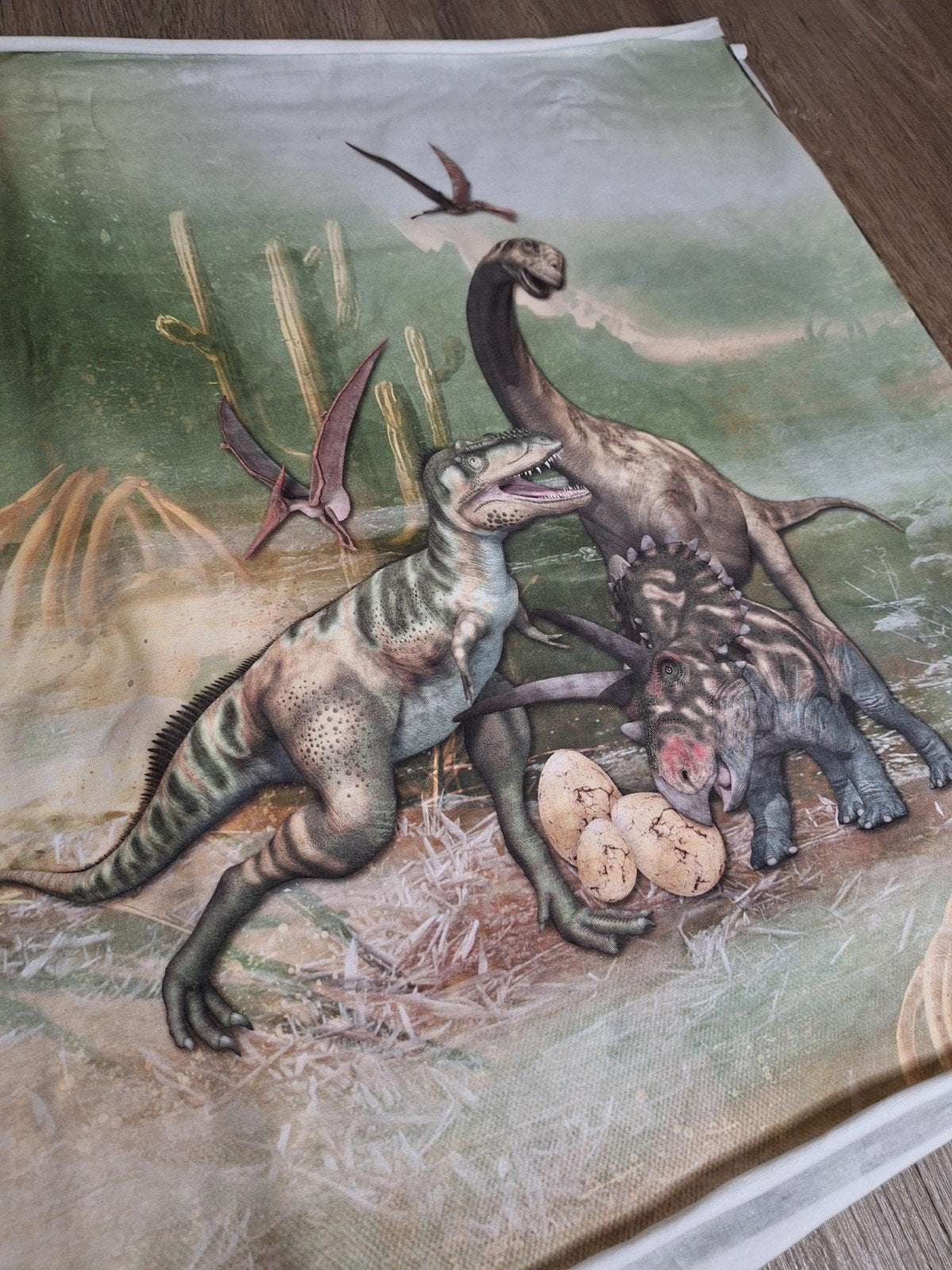 Stofpaneel met Dinosaurusprint - 63x57cm, Geschikt voor stof, Nieuw, Meerkleurig, Ophalen of Verzenden