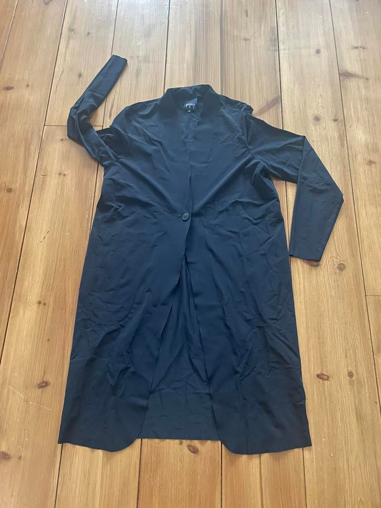 Mooie blauwe travelstof lange blazer JapanTKY, M, Ophalen of Verzenden, Zo goed als nieuw, Maat 38/40 (M), Blauw
