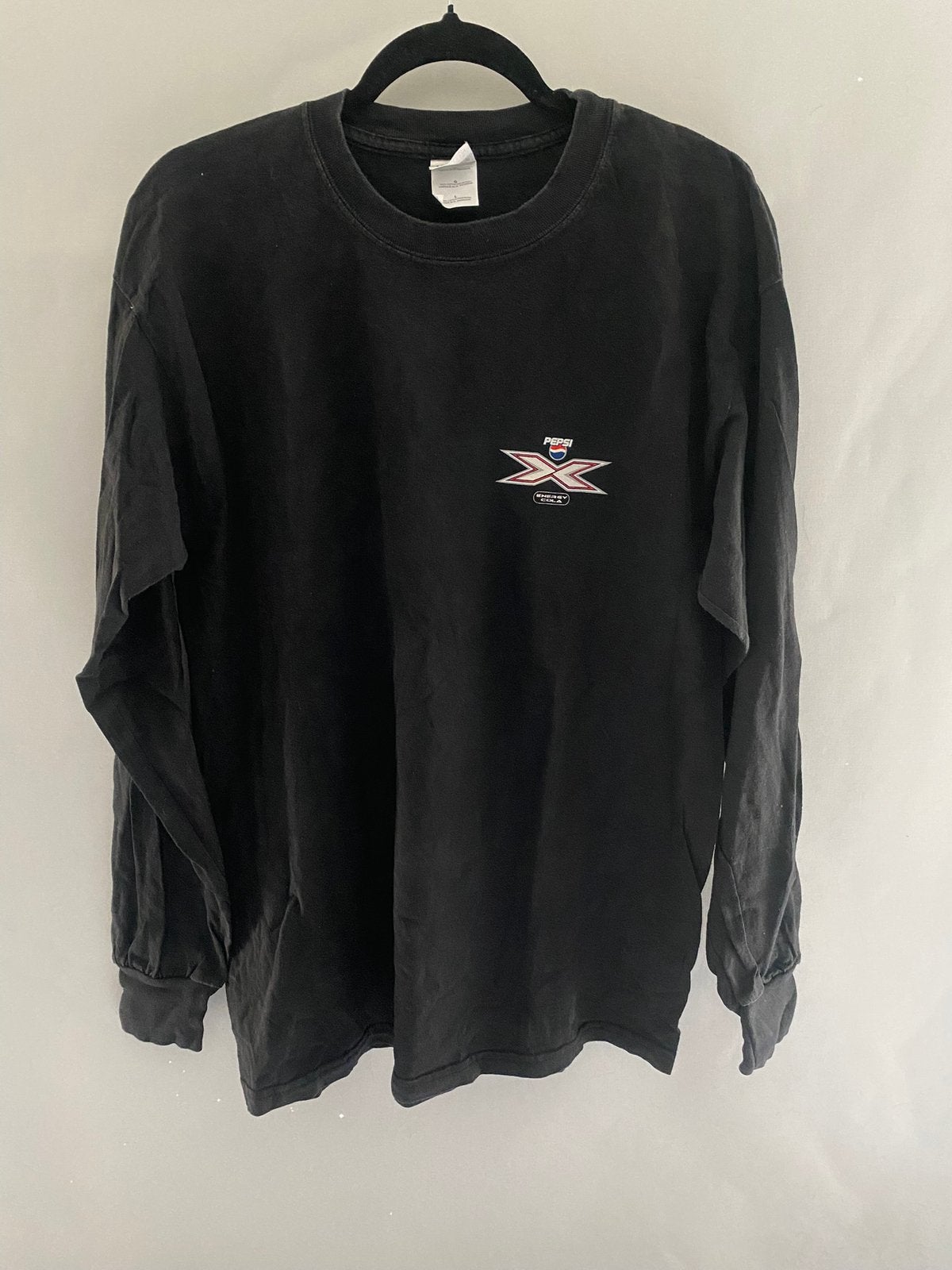 Pepsi X Jersey Cola longsleeve | Maat L | Vintage look, Ophalen of Verzenden, Gedragen, Maat 52/54 (L), Zwart