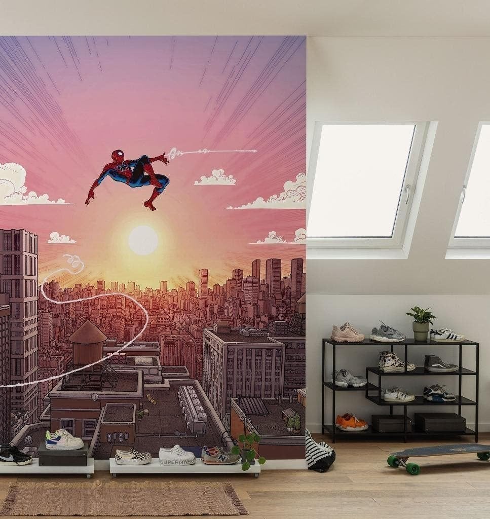 Spiderman Behang Air Swing - 200x250 cm - Gratis Verzending, Verzenden, Vliesbehang, 5 tot 10 m², Komar