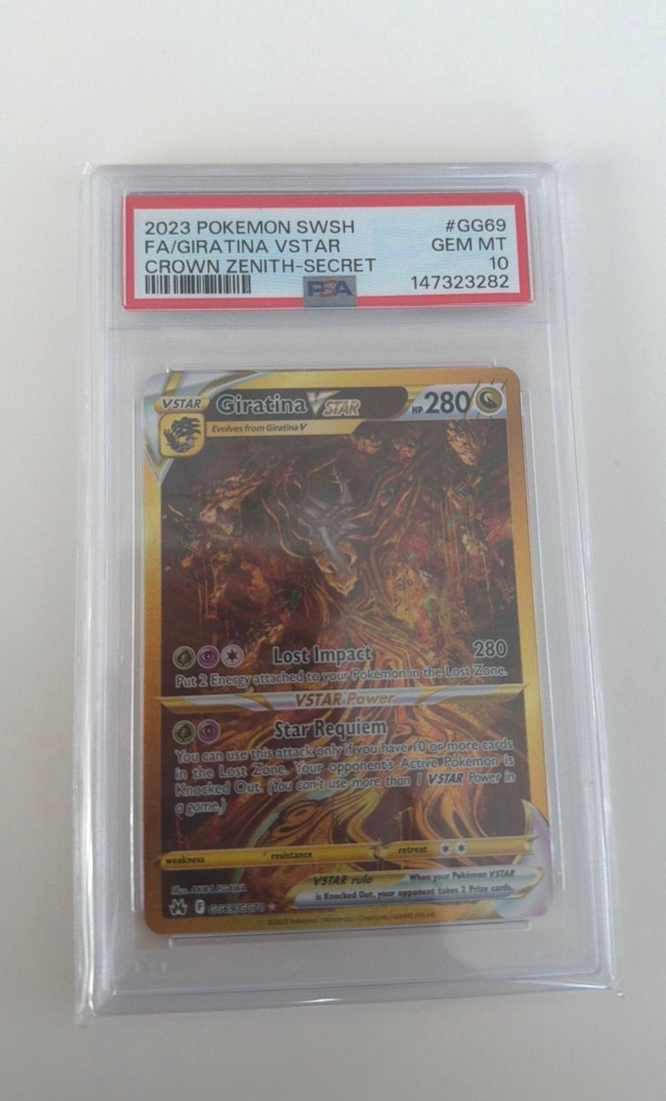 Pokémon Giratina VSTAR GG69 PSA 10 Gem Mint Crown Zenith, Ophalen of Verzenden, Zo goed als nieuw