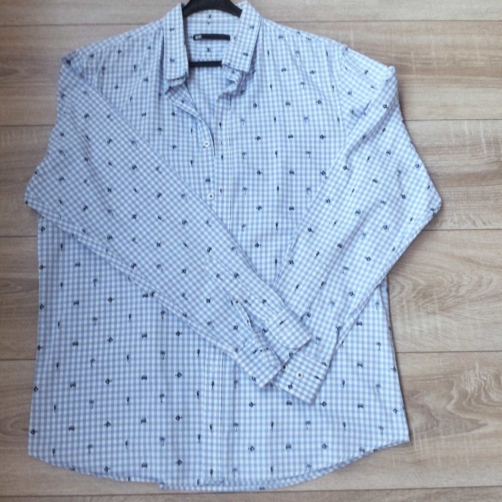 WE blauw geruit overhemd. in nette staat zomerse figuurtjes, Blauw, Ophalen of Verzenden, Gedragen, WE Fashion