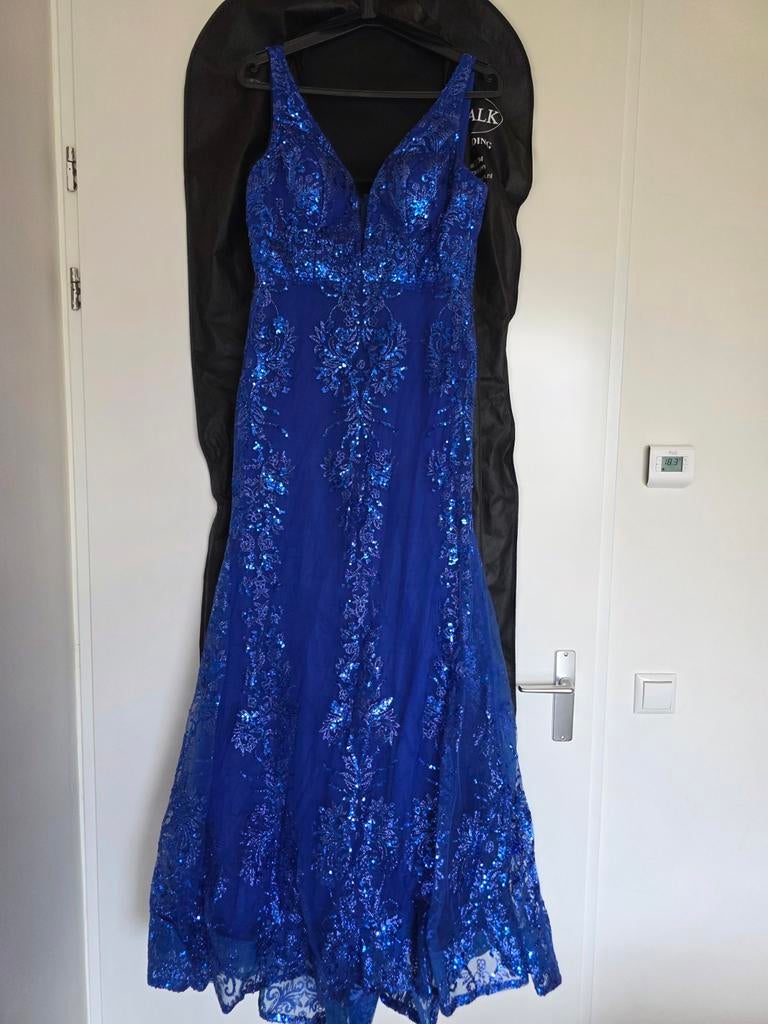 Gala jurk blauw met pailletten, Ophalen of Verzenden