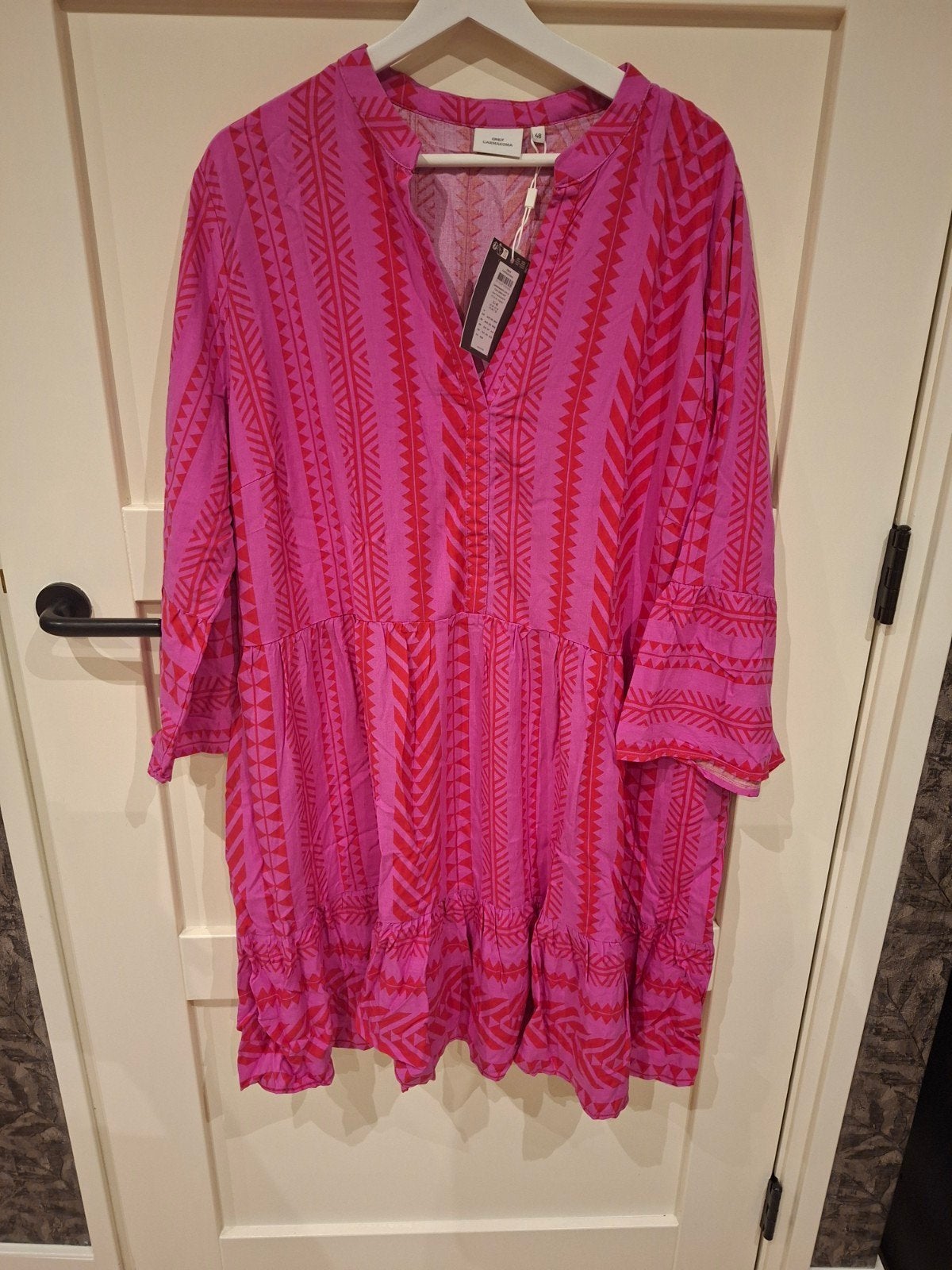 ONLY Carmakoma Tunic Jurk AOP Super Pink/Geranium, Maat 46/48 (XL) of groter, Nieuw, Ophalen of Verzenden, Knielengte