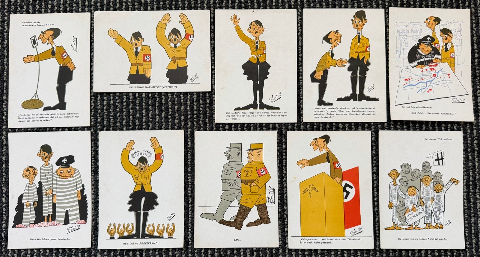 Set van 10 antieke satirische Hitler-ansichtkaarten, Ophalen of Verzenden, 1920 tot 1940, Gelopen, Duitsland
