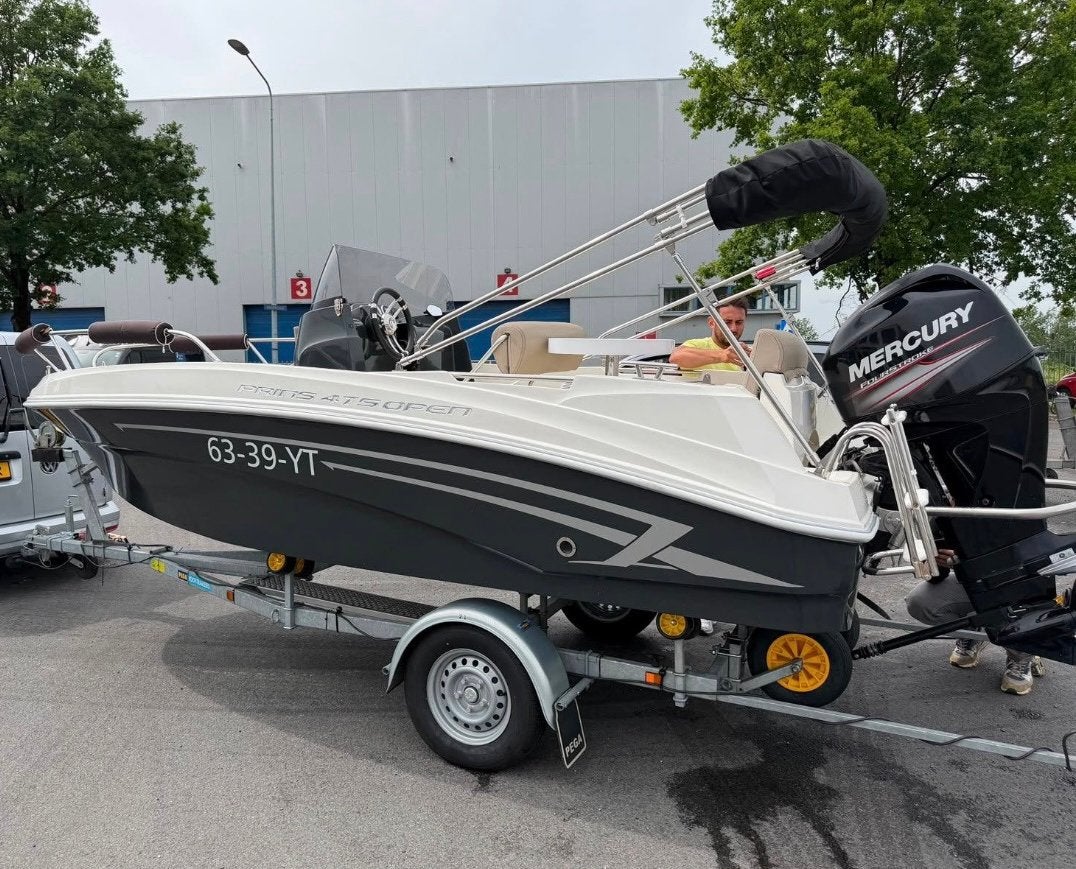 ✅ Prins 475 Open, Consoleboot, Mercury 50pk EFI, Trailer, Ophalen, Zo goed als nieuw, Motor en Techniek, Motorboot