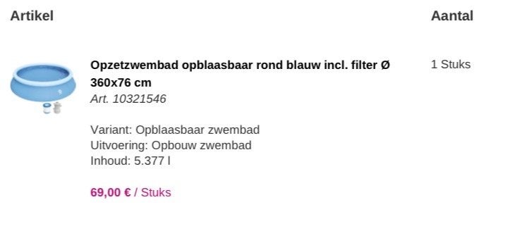 Opzetzwembad opblaasbaar rond blauw incl. filter 360x76 cm, Tuin en Terras, Zwembaden, Ophalen, 80 tot 120 cm, Rond, Opzetzwembad