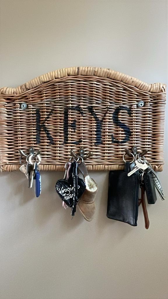 Sleutelrek Rivièra Maison rotan met 'KEYS' opschrift, Gebruikt, Ophalen of Verzenden, Landelijk, Natuurlijk materiaal