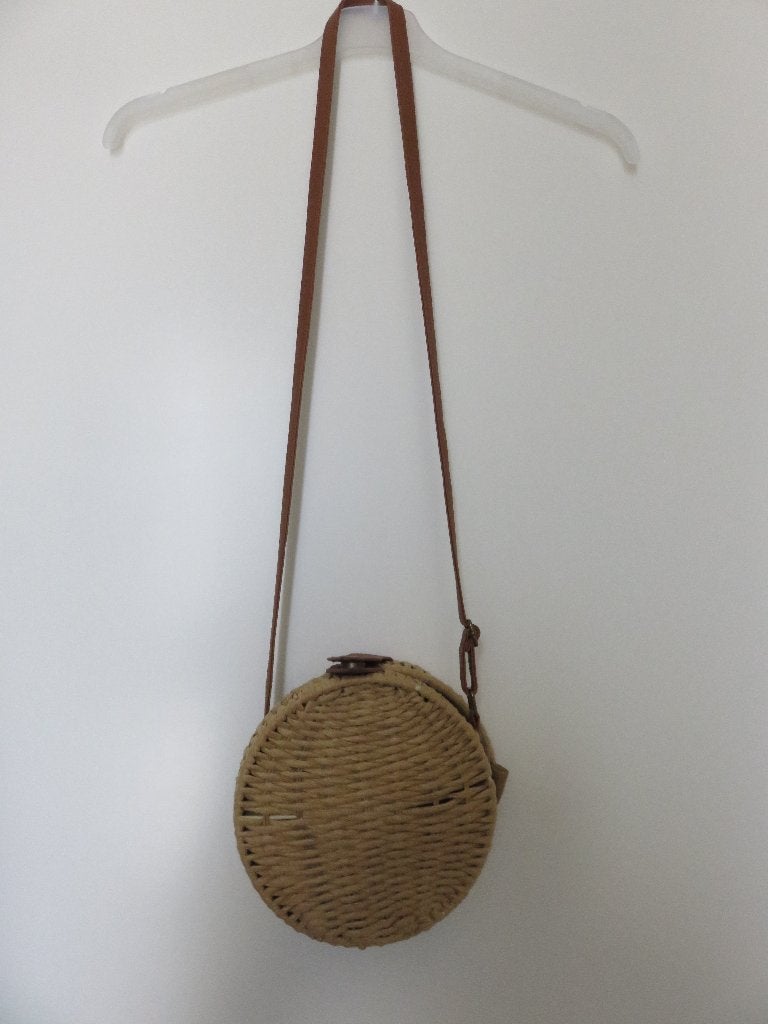RIETEN TASJE ROND ZGAN  19 CM, Ophalen of Verzenden, Nieuw, Beige