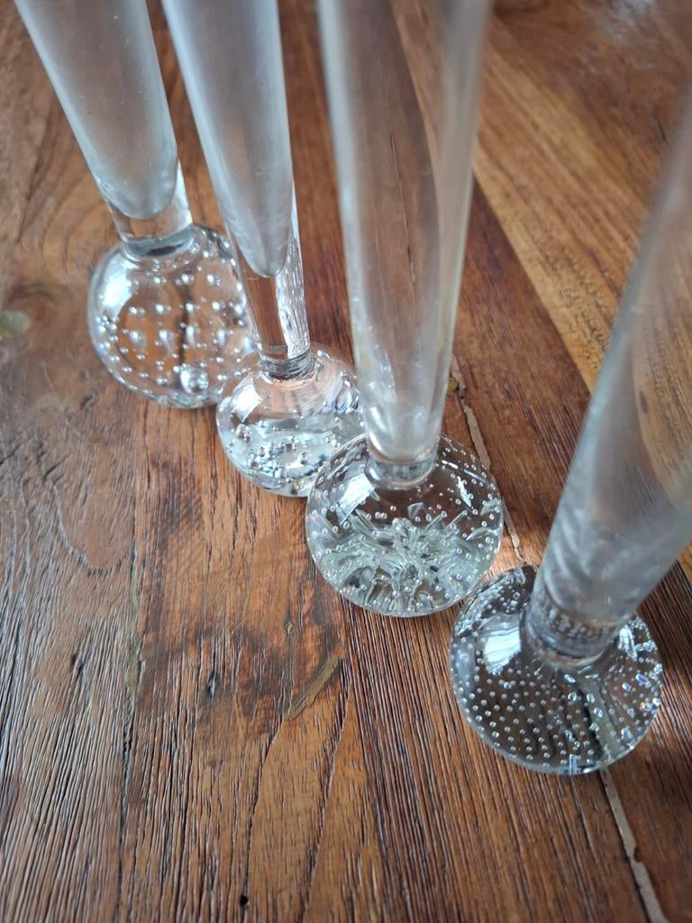 Set  spijkervaasjes 4 glazen vaasjes met bubbelvoet, Ophalen