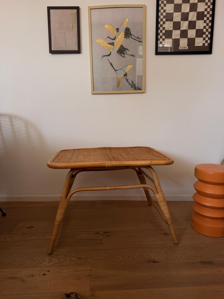 Zara Home rotan bijzettafel - 50cm hoog, Huis en Inrichting, Overige materialen, Gebruikt, Rechthoekig, Ophalen
