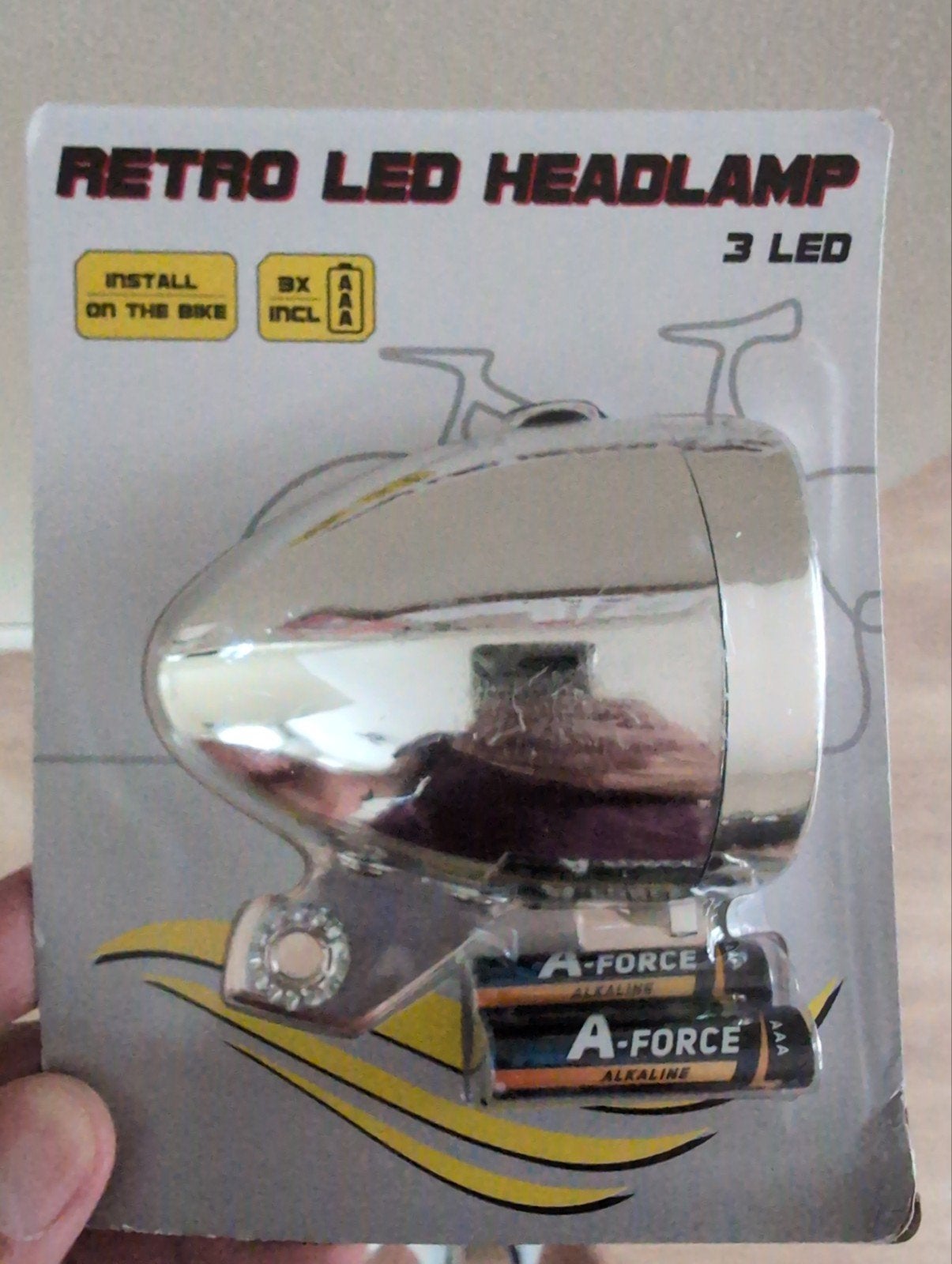 Retro LED koplamp voor fiets - Nieuw in verpakking, Ophalen of Verzenden, Nieuw, Batterij, Voorlicht