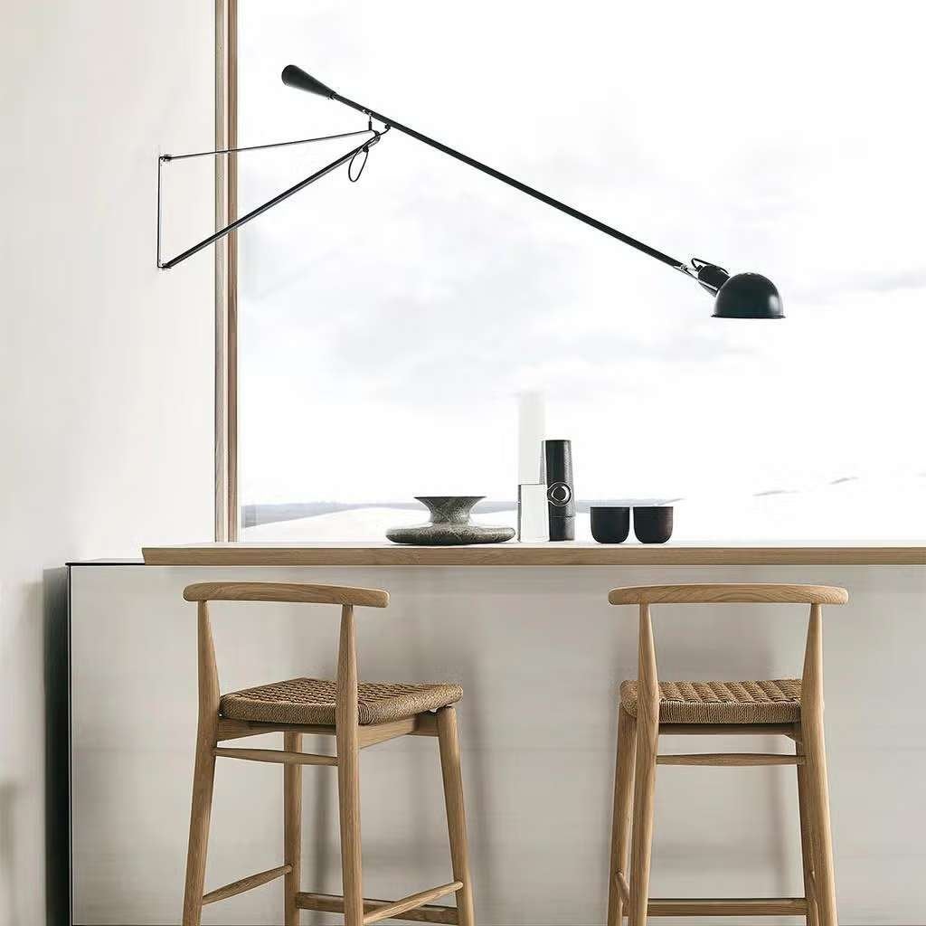 Flos 265 wandlamp, Ophalen, Met schakelaar, Zwart, E27 (groot)