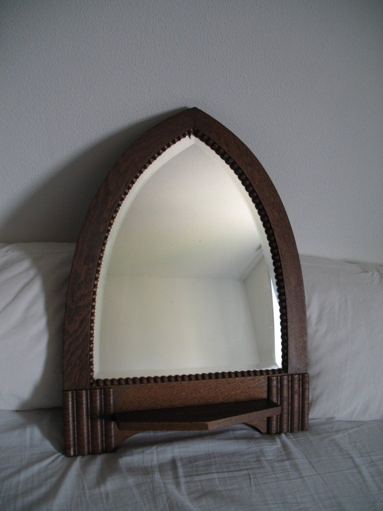 Houten Wandspiegel met Planchet Vintage, Ophalen, Rechthoekig, Minder dan 50 cm
