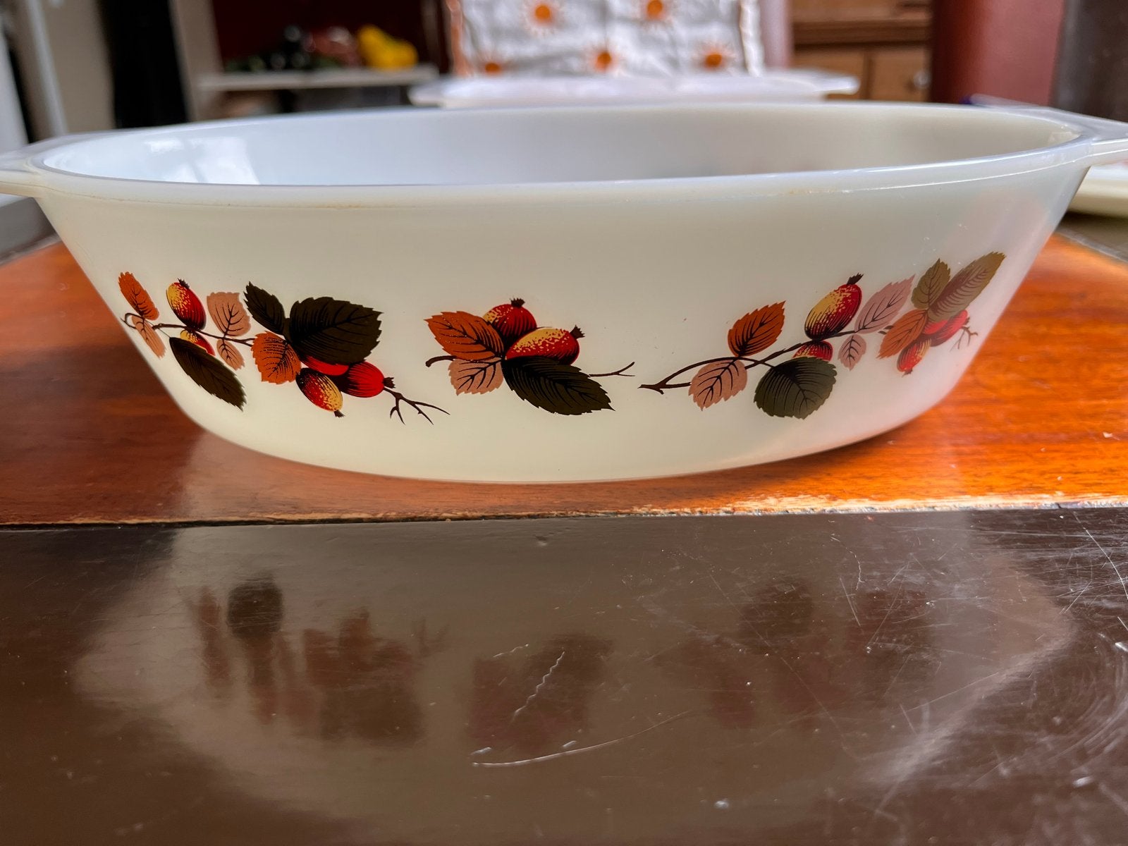 Vintage Pyrex Herfstbladeren Ovenschaal en Serveerschalen, Ophalen of Verzenden
