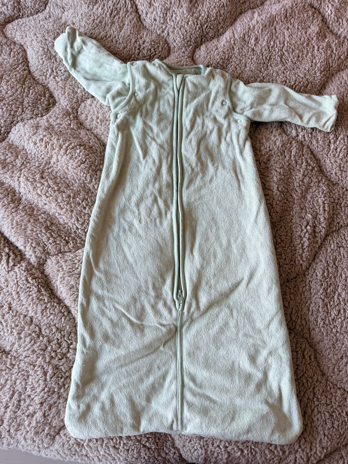 Hema winterslaapzak mintgroen 68/80 met afneembare mouwen, Groen, Temperatuurregulerend, Ophalen of Verzenden, Slaapzak
