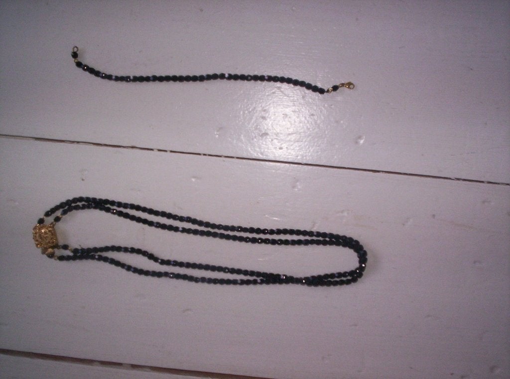 HALSKETTING met bijbehorend ARMBANDJE, Ophalen of Verzenden, Zo goed als nieuw, Zwart, Overige materialen