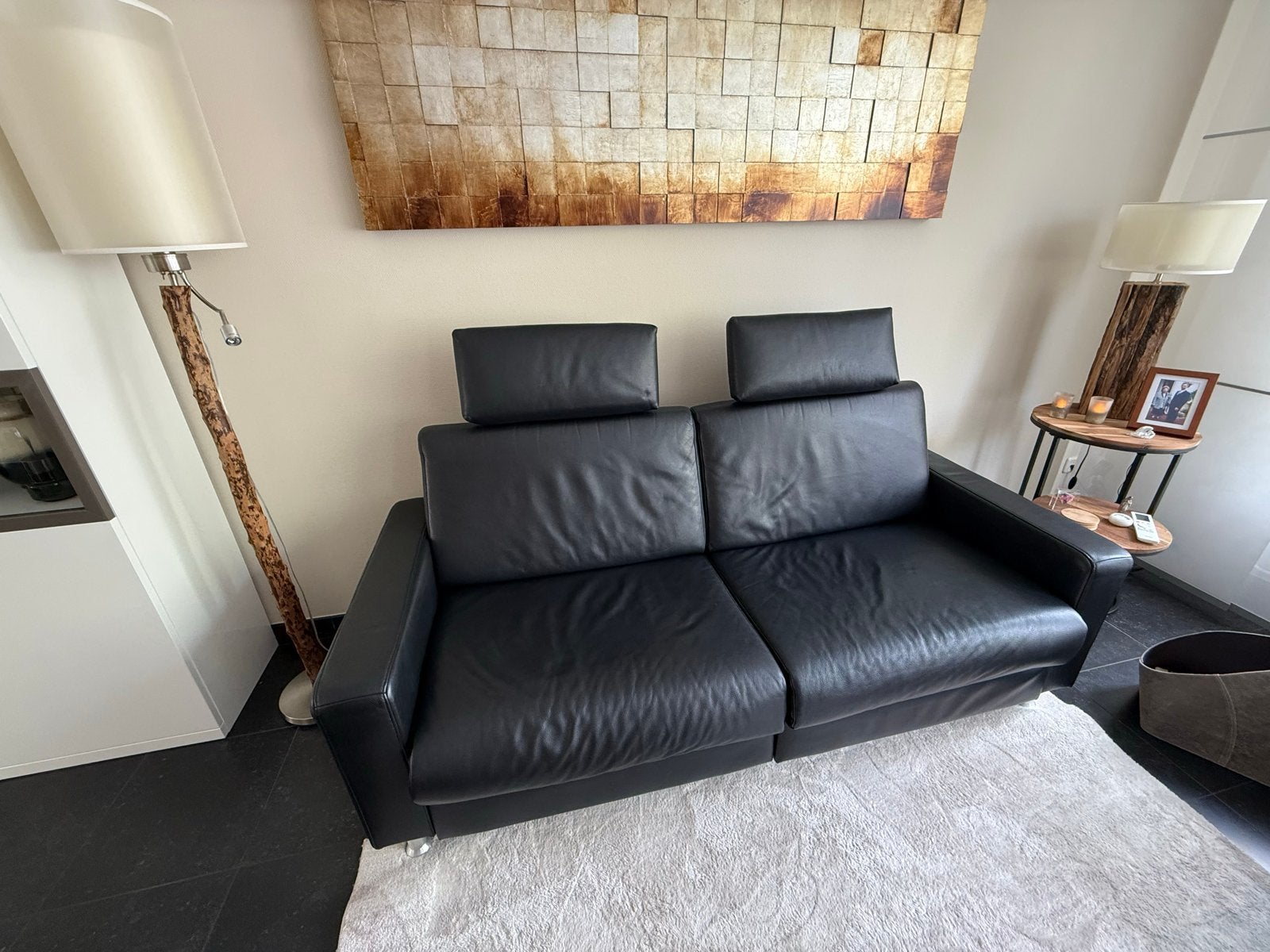 Mondo Leren 2-zitsbank met Relaxfunctie - Zwart, Huis en Inrichting, Banken | Bankstellen, Ophalen, Tweepersoons, Zo goed als nieuw