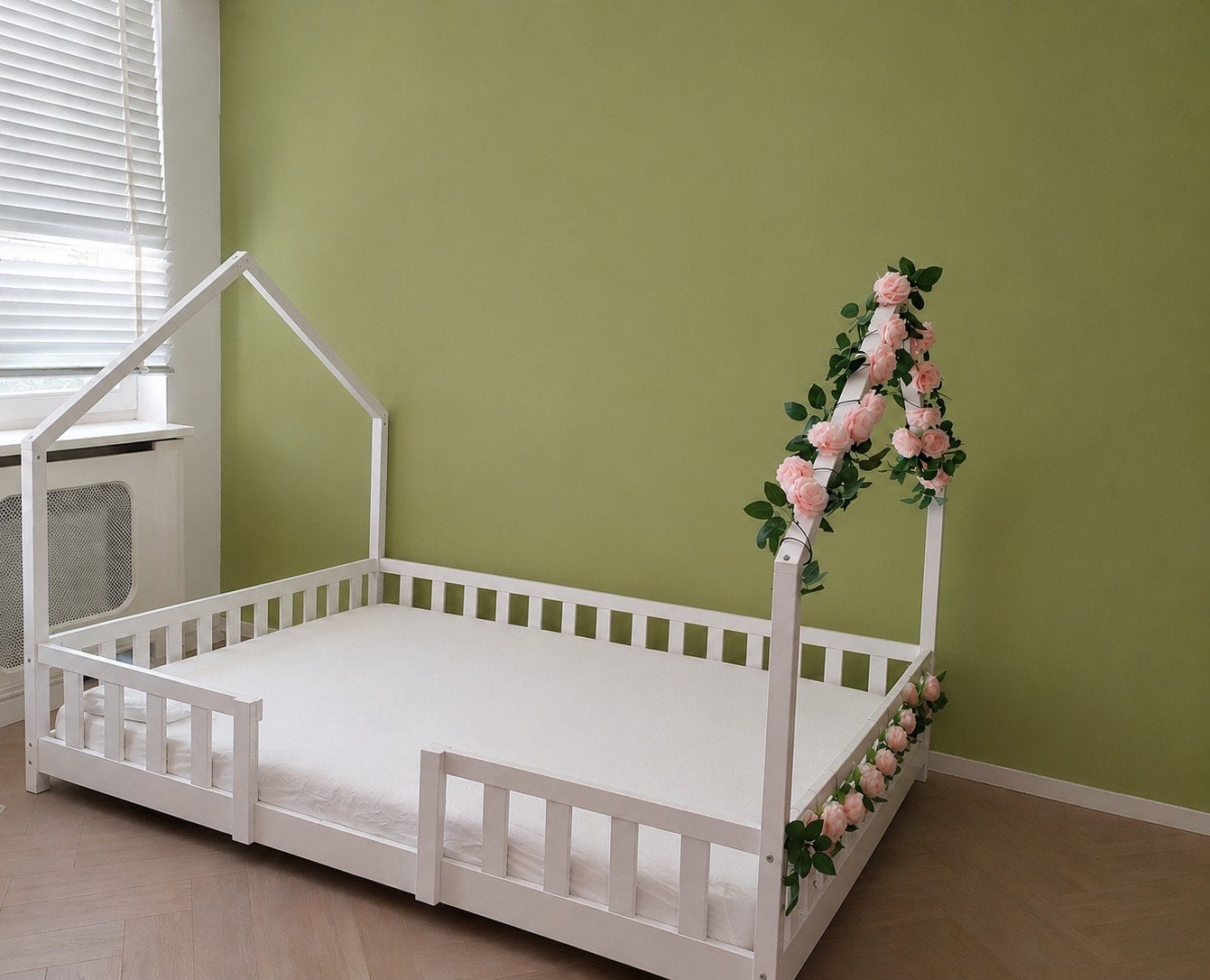 Mooi wit huisbed kinderbed hemelbed kinderkamer, Huis en Inrichting, Ophalen, Eenpersoons, Wit, 140 cm