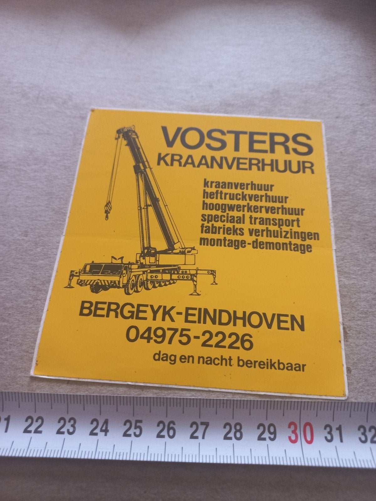 Vosters kraanverhuur bergeyk eindhoven, Verzamelen, Stickers, Ophalen of Verzenden, Zo goed als nieuw
