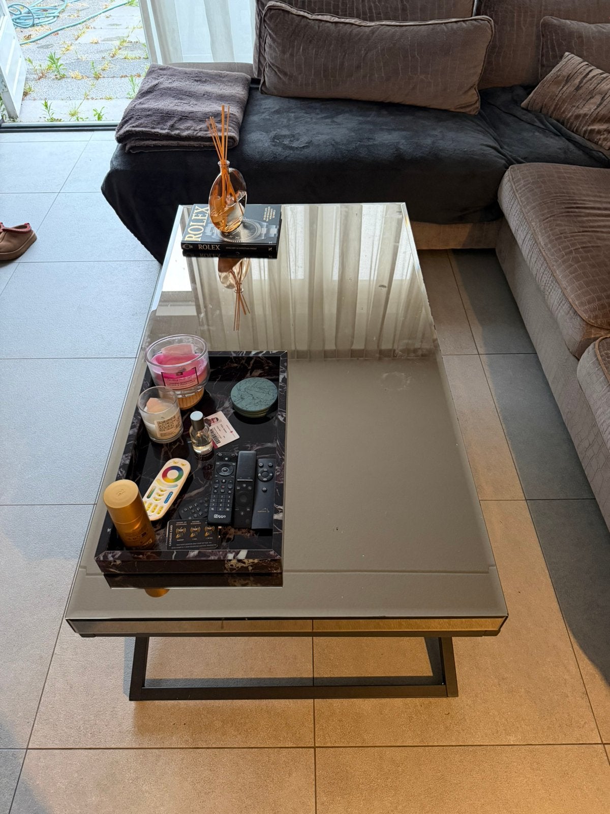 Tafel tekoop glas, Huis en Inrichting, Tafels | Salontafels, 200 cm of meer, Minder dan 50 cm, Rechthoekig, 50 tot 100 cm