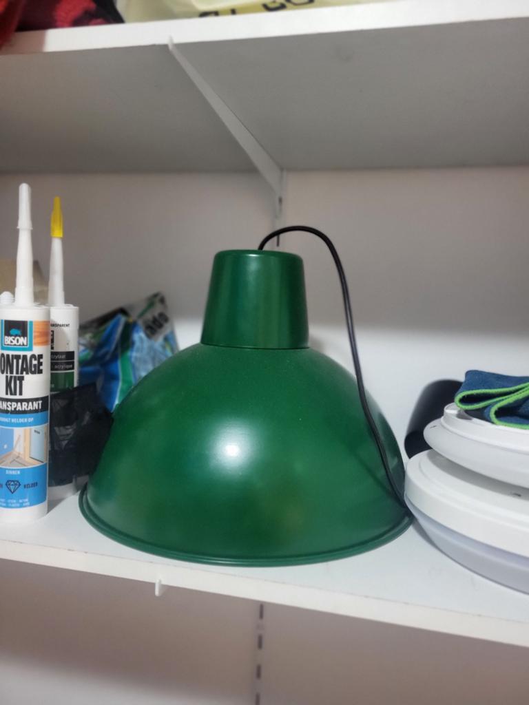 Groene hanglamp woonkamer, Huis en Inrichting, Lampen | Hanglampen, Ophalen, Zo goed als nieuw, Metaal