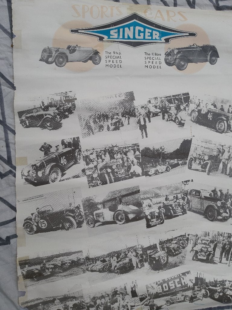 Singer Spacial Speed Moto’s poster, the 9 HP., Ophalen, A1 t/m A3, Reclame, Rechthoekig Staand
