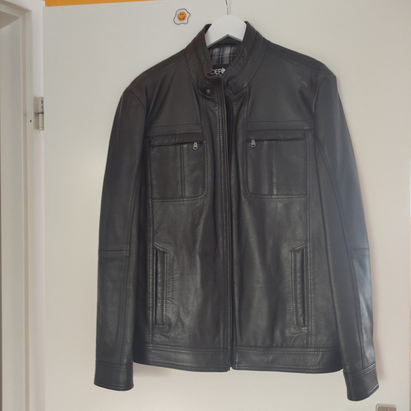 Heren leren zomer  jas,   ,mat L Nieuwe, Ophalen of Verzenden, Nieuw, Maat 52/54 (L), Zwart