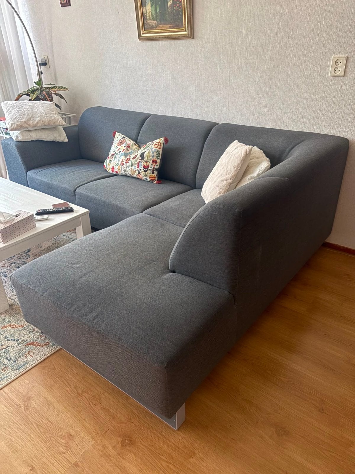 Comfortabele grijze hoekbank(Alkmaar), Huis en Inrichting, Ophalen, 250 tot 300 cm, Gebruikt, 125 tot 150 cm