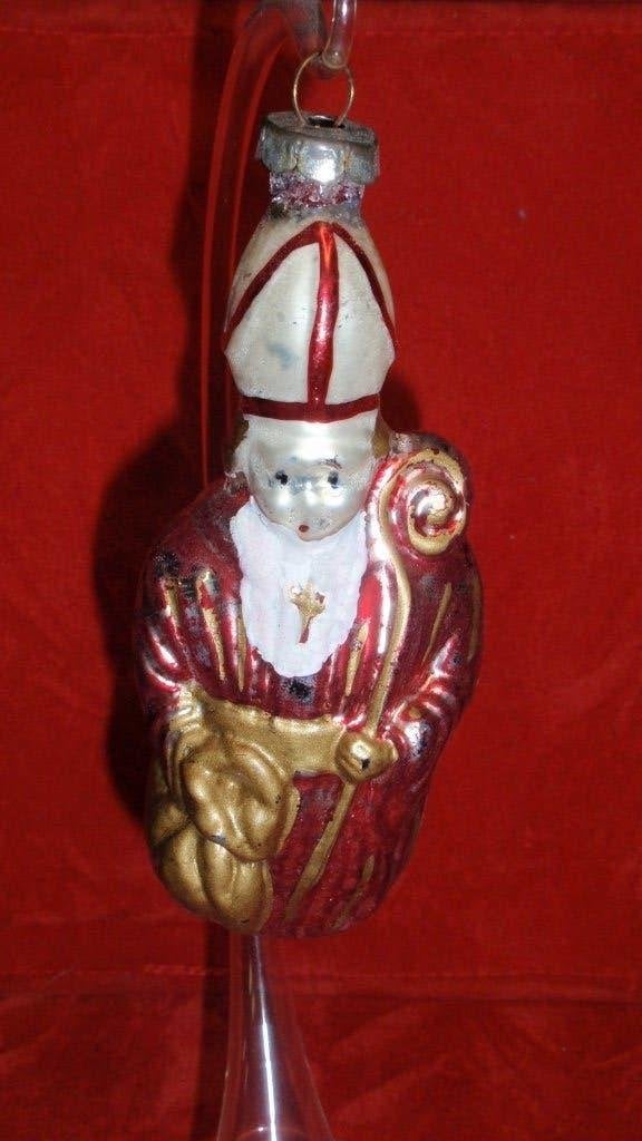 Zeldzame oude glazen kerstbal sinterklaas, Diversen, Ophalen of Verzenden, Gebruikt