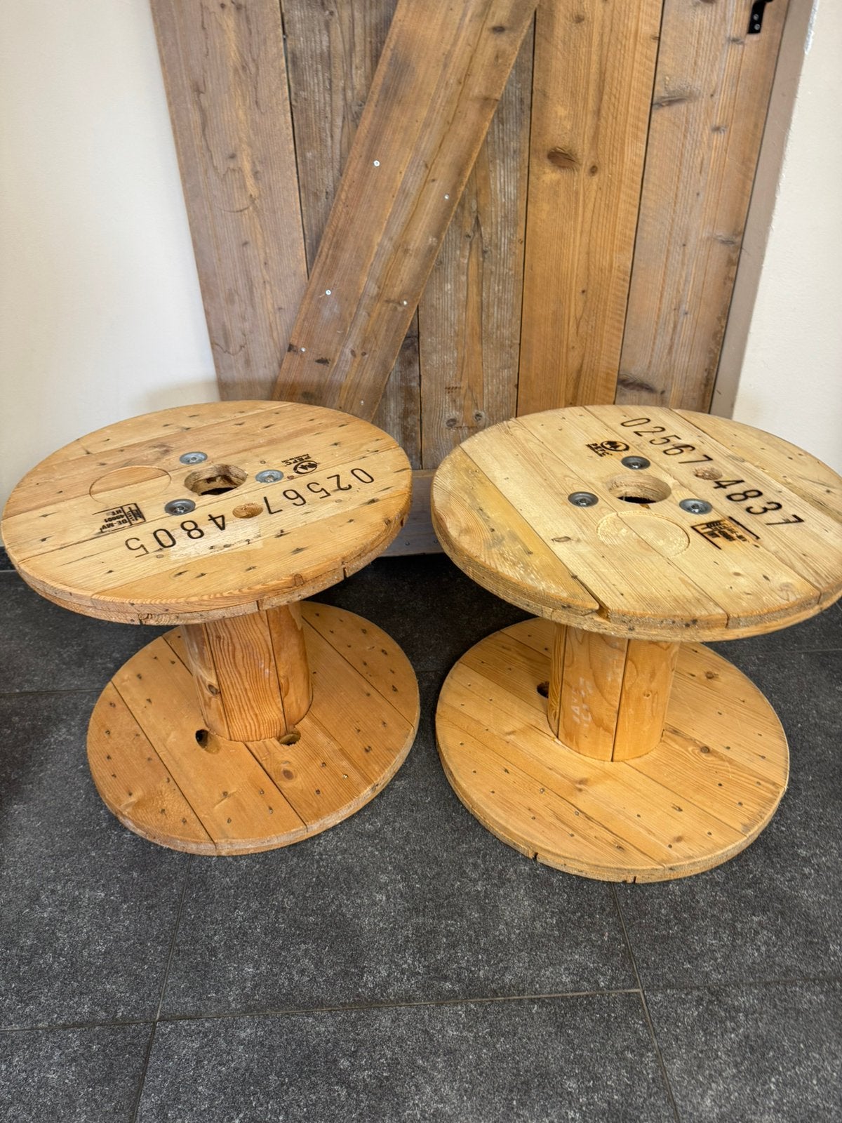 4x Houten Kabelhaspel - Decoratief of voor opslag, Ophalen, Gebruikt, Rond, 55 tot 75 cm