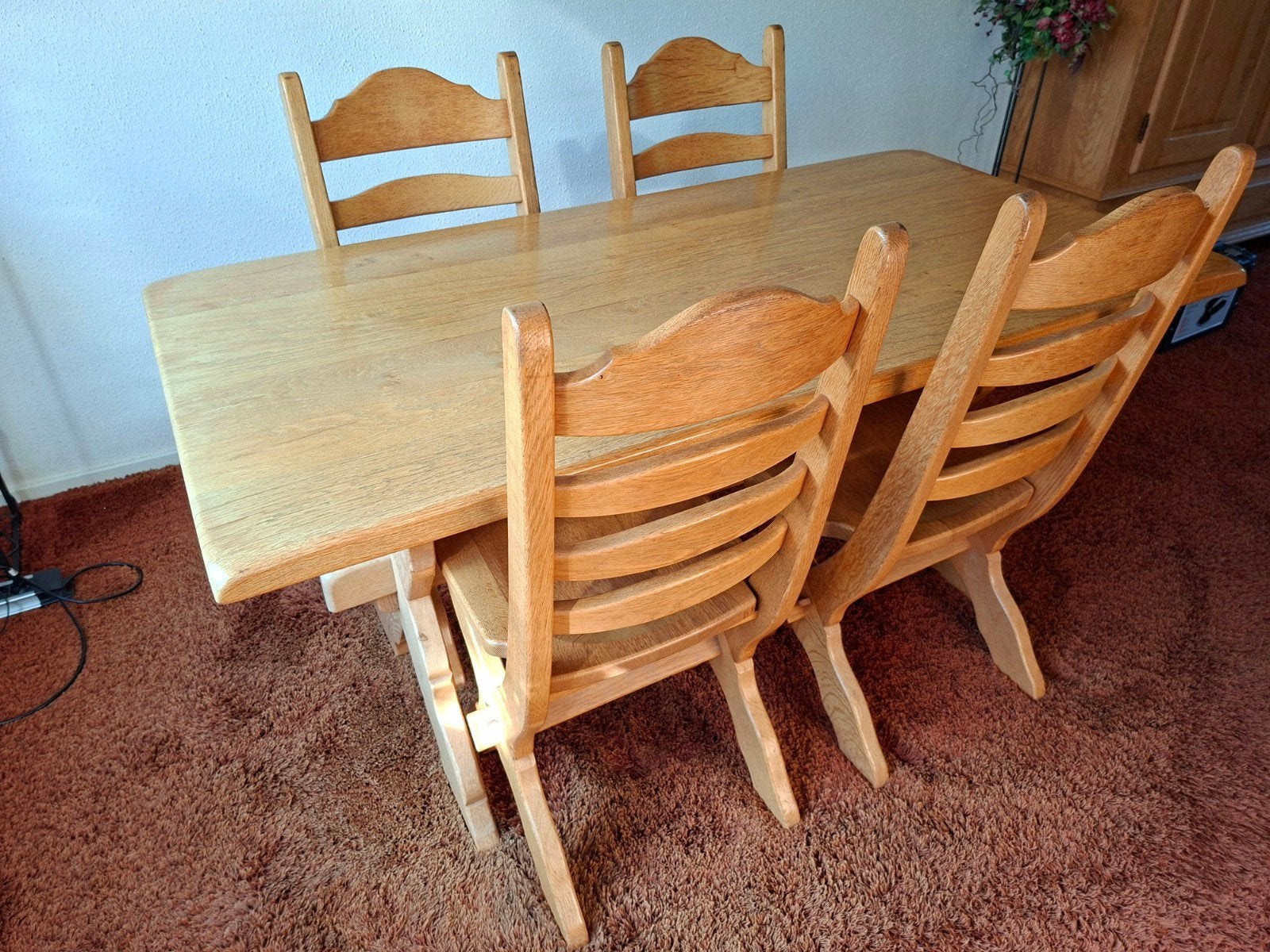 Licht eiken eethoek, Ophalen, Gebruikt, 4 tot 6 stoelen