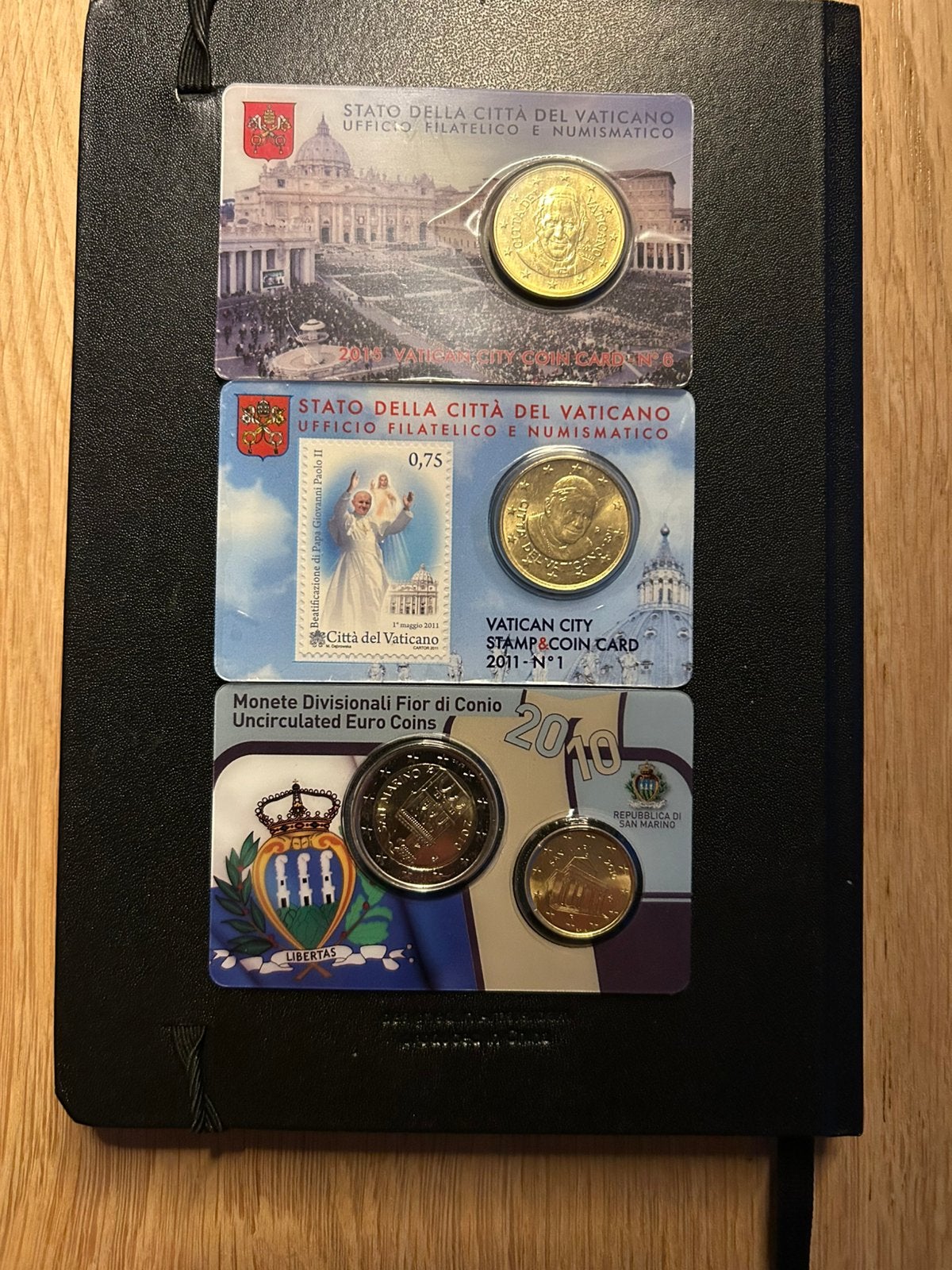 Coincards 2 x. Vaticaan  1 x San Marino Topkwaliteit, Ophalen of Verzenden, San Marino, 2 euro